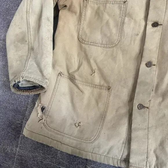 Men's Vintage 90's Dickies Blanket Lined Brown Canvas Chore Coat Jacket Sz XL